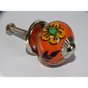 mini bottoni in ceramica arancione e 3 fiori arancio -...