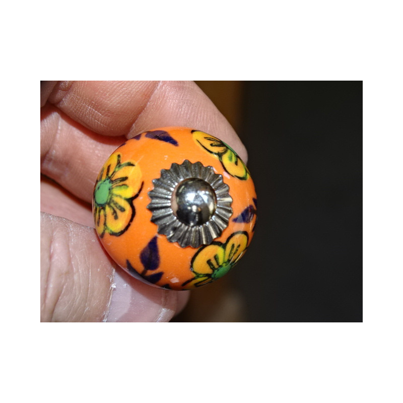 mini bottoni in ceramica arancione e 3 fiori...