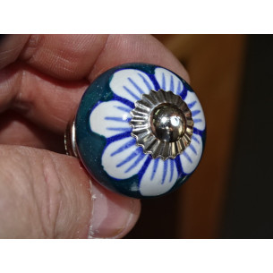 mini boutons en céramique emeraude et fleur blanche -... 2