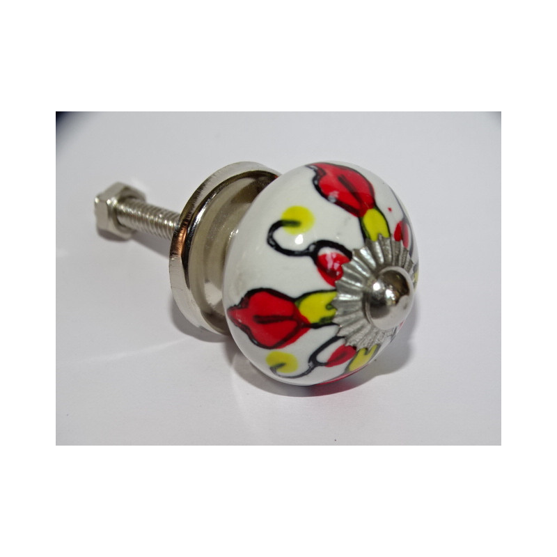 mini bottoni in ceramica fiore rosso e giallo -...