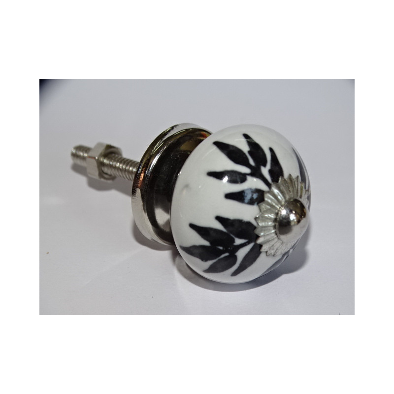 mini bottoni in ceramica felci nere - argento