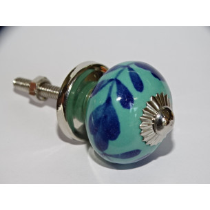 mini boutons en céramique vert et feuillage outremer -...