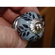 mini bottoni in ceramica fiore rosso e giallo - argento