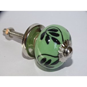 mini bottoni in ceramica verde e fiore nero - argento