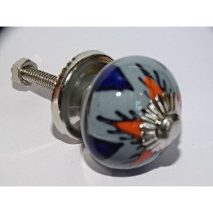 mini gray ceramic buttons and orange star - silver
