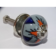 mini bottoni in ceramica grigia e stella arancione - argento