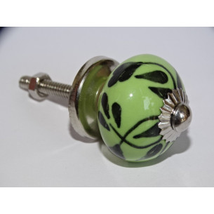 mini bottoni in ceramica verde chiaro e fogliame nero -...