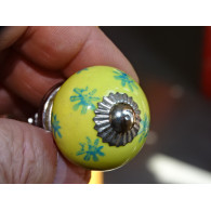 mini bottoni in ceramica gialla e stelle turchesi - argento