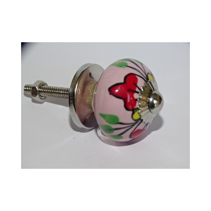 mini bottoni in ceramica rosa e 3 fiori rossi -...