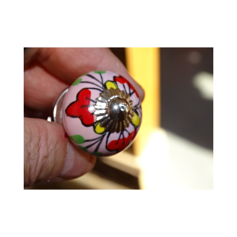 mini boutons en céramique rose et 3 fleurs...