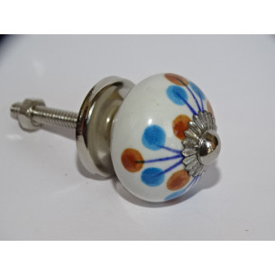 mini ceramic buttons with brown and turquoise pistils -...