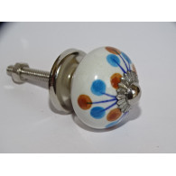 mini ceramic buttons with brown and turquoise pistils - silver