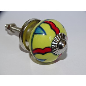 mini buttons in yellow ceramic and 4 red lines - silver