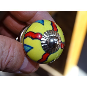 mini buttons in yellow ceramic and 4 red lines - silver 2