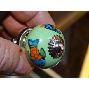 mini green ceramic buttons and 3 fish - silver 2