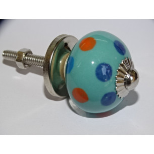 mini bottoni in ceramica verde con pois multicolori -...