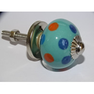 mini boutons en céramique vert à pois multicolores - argenté