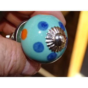 mini bottoni in ceramica verde con pois multicolori -... 2