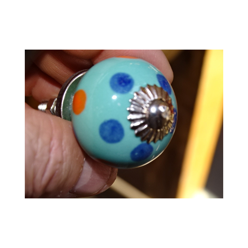 mini green ceramic buttons with multicolored...