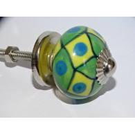mini bottoni in ceramica diamanti verdi e gialli - argento