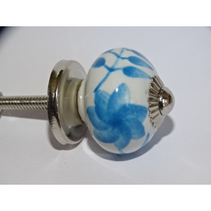 mini botones en cerámica blanca y flor turquesa - plata