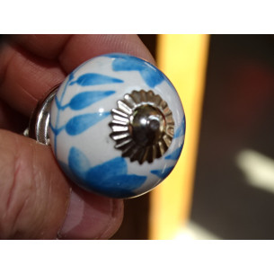 mini buttons in white ceramic and turquoise flower - silver 2