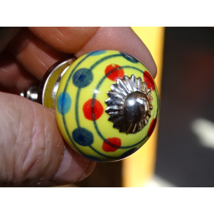 mini buttons in yellow ceramic and multicolored dots -... 2