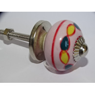 mini boutons en céramique rose et ronde jaune et émeuraude - argenté