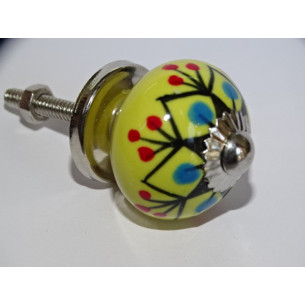 mini boutons en céramique jaune et dhalia noire - argenté