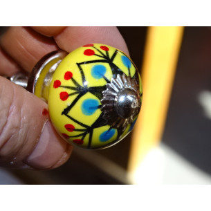 mini buttons in yellow ceramic and black dhalia - silver 2