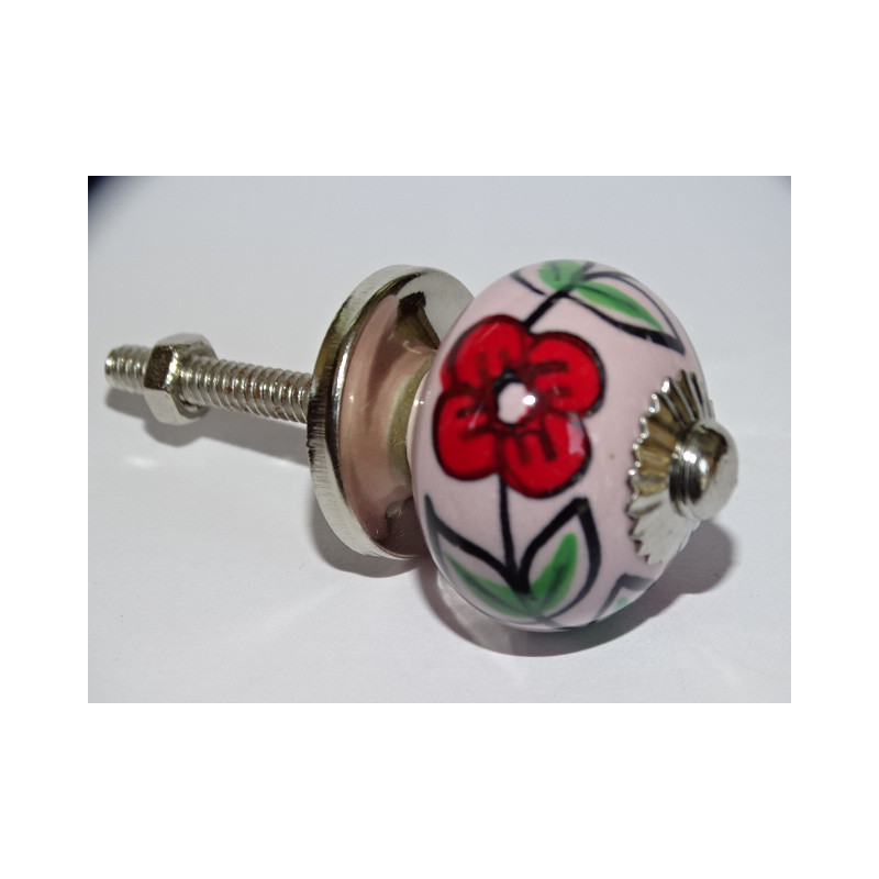 mini botones de cerámica rosa y 2 flores rojas...