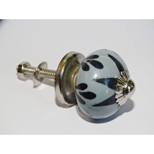 mini botones de cerámica gris y estrellas negras - plata