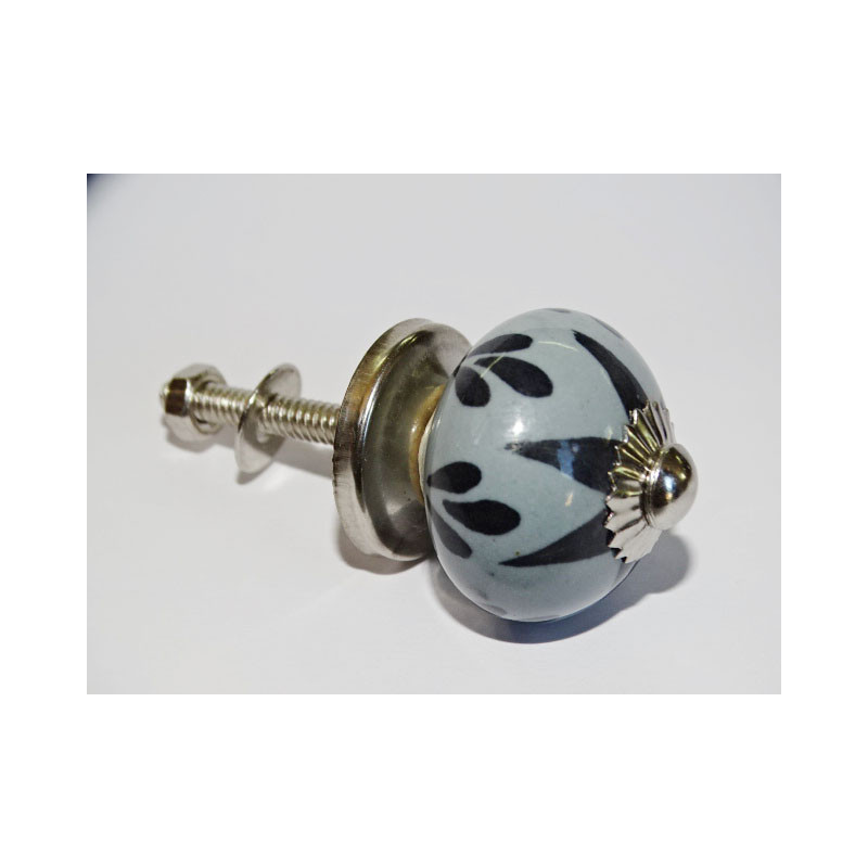 mini bottoni in ceramica grigia e stelle nere -...