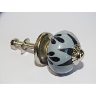 mini botones de cerámica gris y estrellas negras - plata
