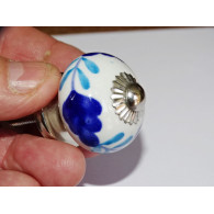 mini botones de cerámica blanca turquesa y ultramar - plata