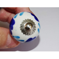 mini bottoni in ceramica bianco turchese e oltremare - argento