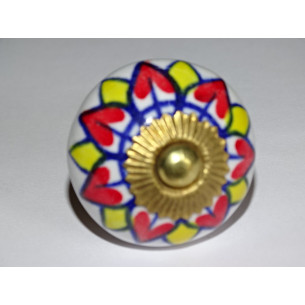 Pomoli per cassetti o porte con girasole rosso e giallo 2