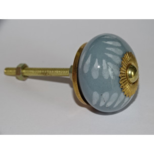 Gray drawer knobs or door with white petals