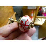 Drawer knobs with red drawn flowers