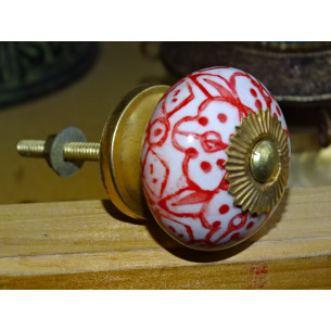 Porcelain drawer handle red azulejos