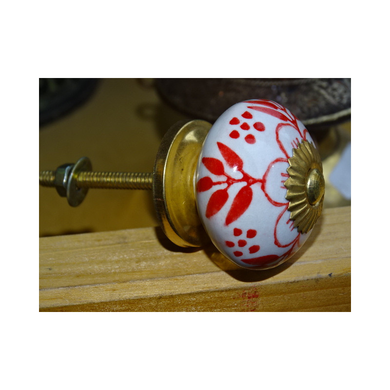 Manija del cajón de flores de porcelana y...