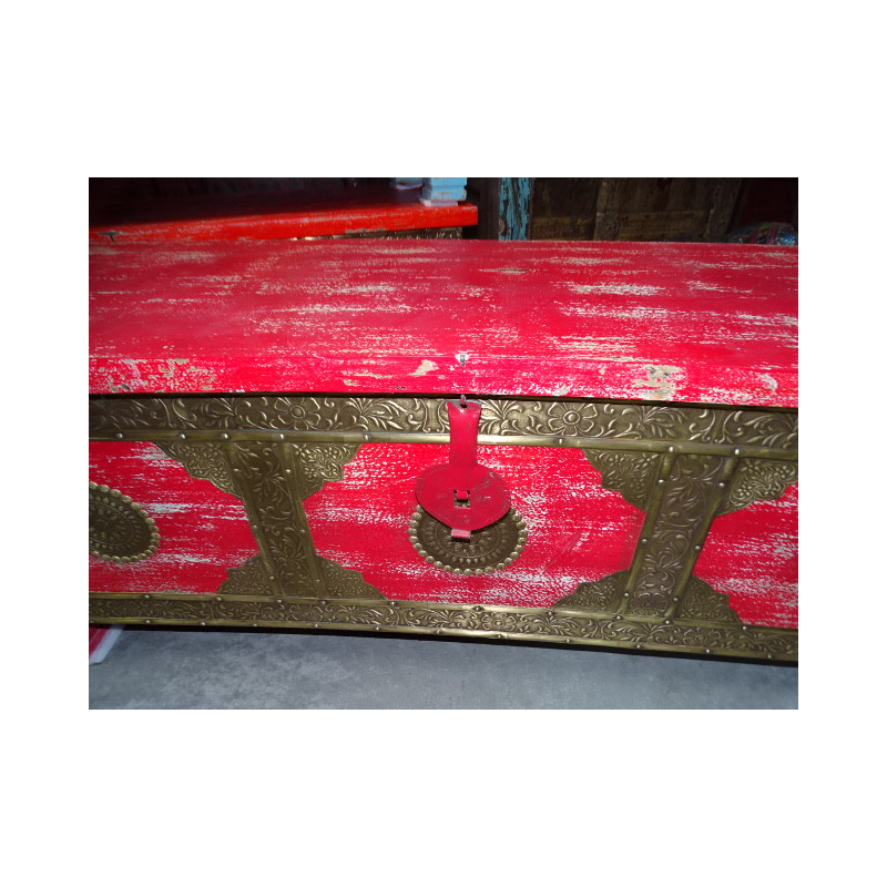 Long chest with mango wood cover with red...