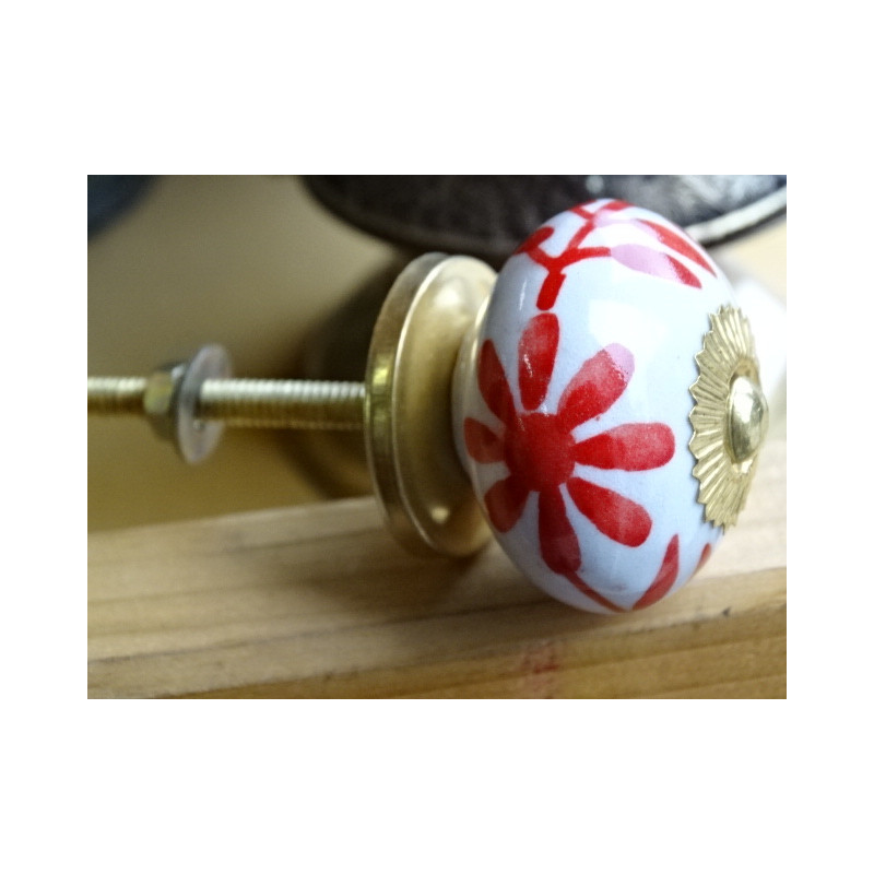 Cajón de porcelana manejar gran flor roja