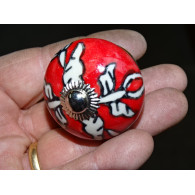 Weißer und roter Arabesque Porzellan Schubladengriff (Silber)