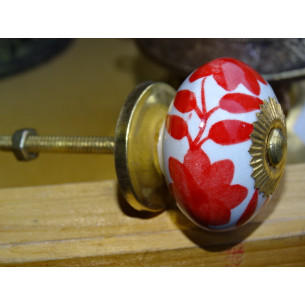 Porzellan Blumenschublade Griff und rote Farne