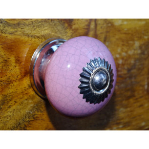 Poignée ronde effet craquelée rose