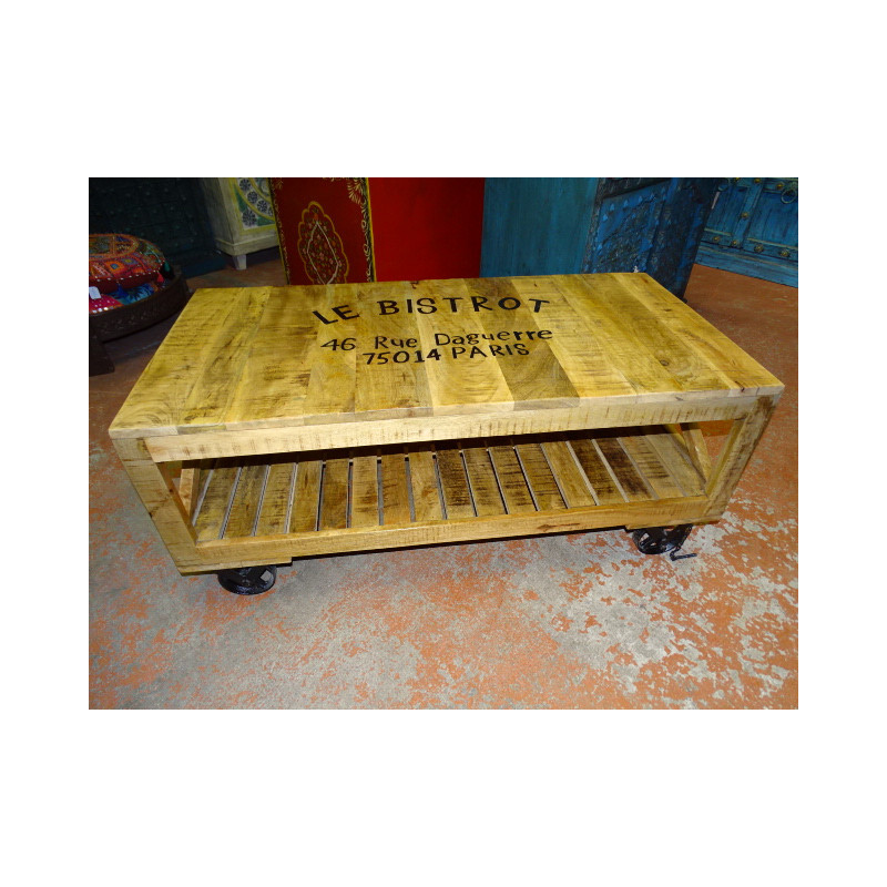 Mesa de centro con teca industrial reciclada...