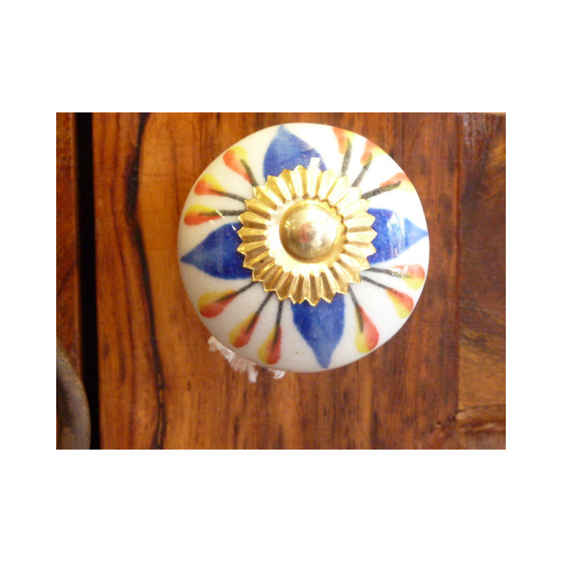 Boutons en porcelaine fleur bleue