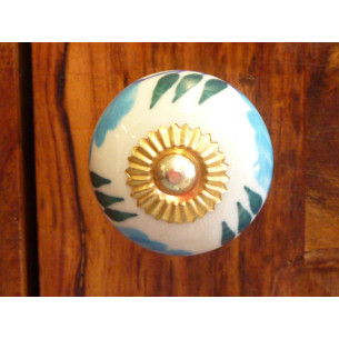 Perillas de los cajones de porcelana flor  azule fougère