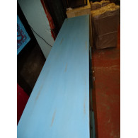 Grand buffet 6 tiroirs 2 portes patiné turquoise et sablé - 180 c m